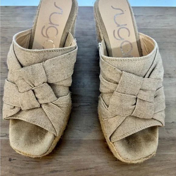 Sugar Brand Women's Harlem Beige Woven Wedges - Picture 7 of 12